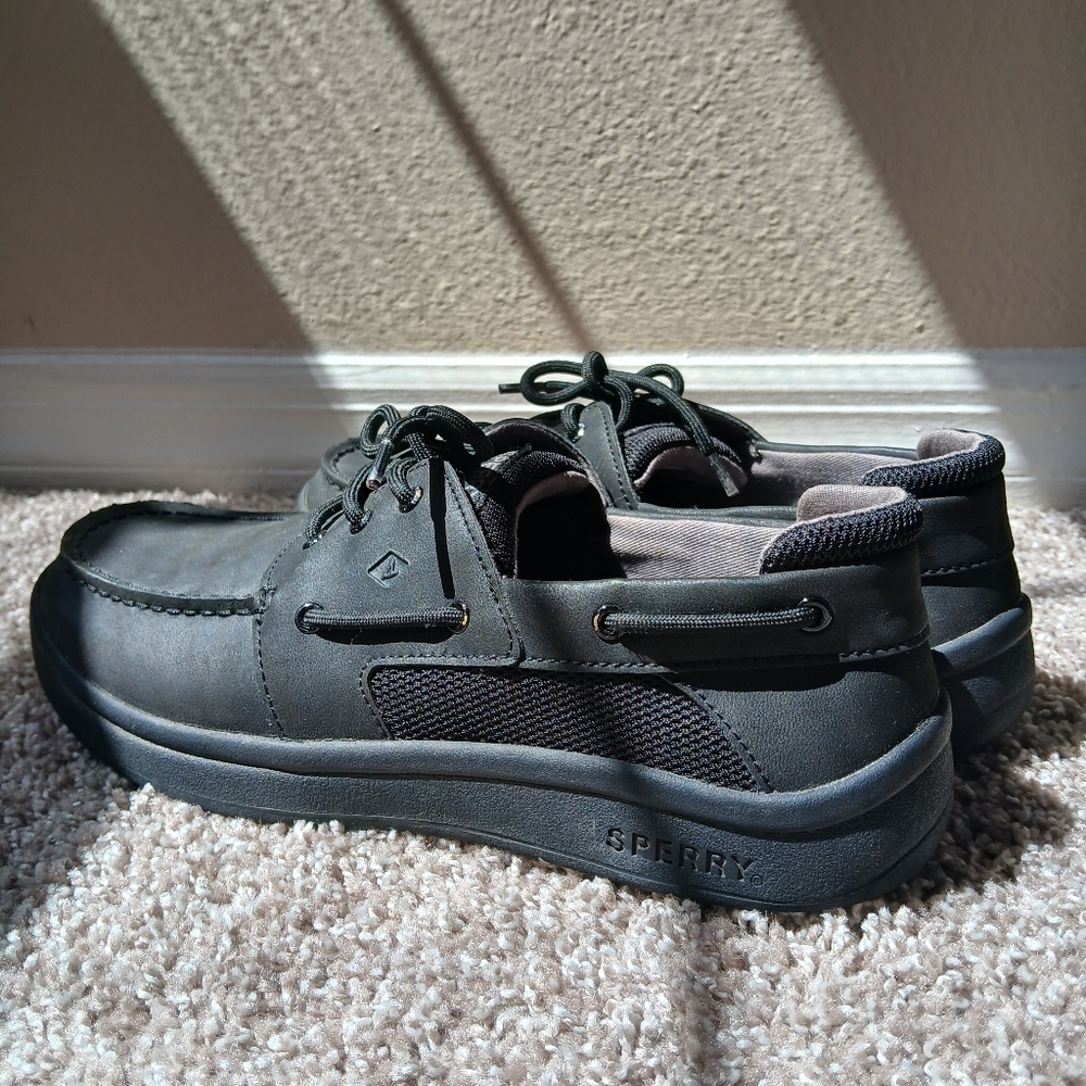 Men's Sperry Convoy Black Leather & Mesh Boat Shoes